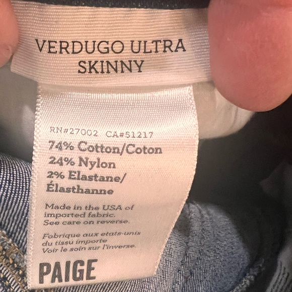 Paige Verdugo Ultra Skinny Jean. Size 27 - Picture 5 of 9